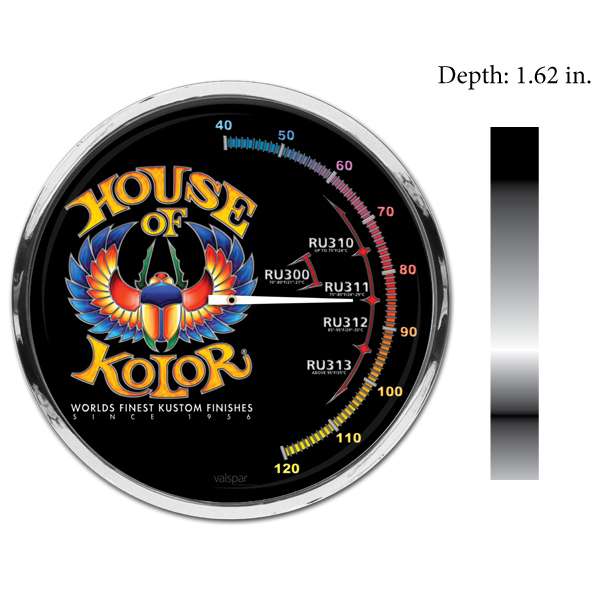 Model 1878T. 11.5" customized thermometer with custom designs printed onto the front of the thermometer.