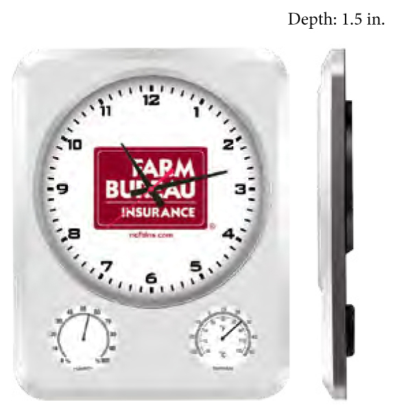 Weather clocks shows time, temperature and humidity. We can print your logo onto the front of each clock.